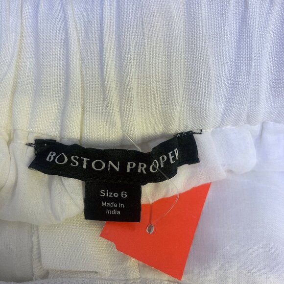 Boston Proper White Wide-Leg Linen Blend Pants Size 6 - Picture 5 of 7